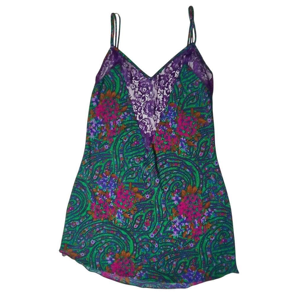 Vintage Victoria Secret Gold Label Medium Multicolored Paisley Slip Dress